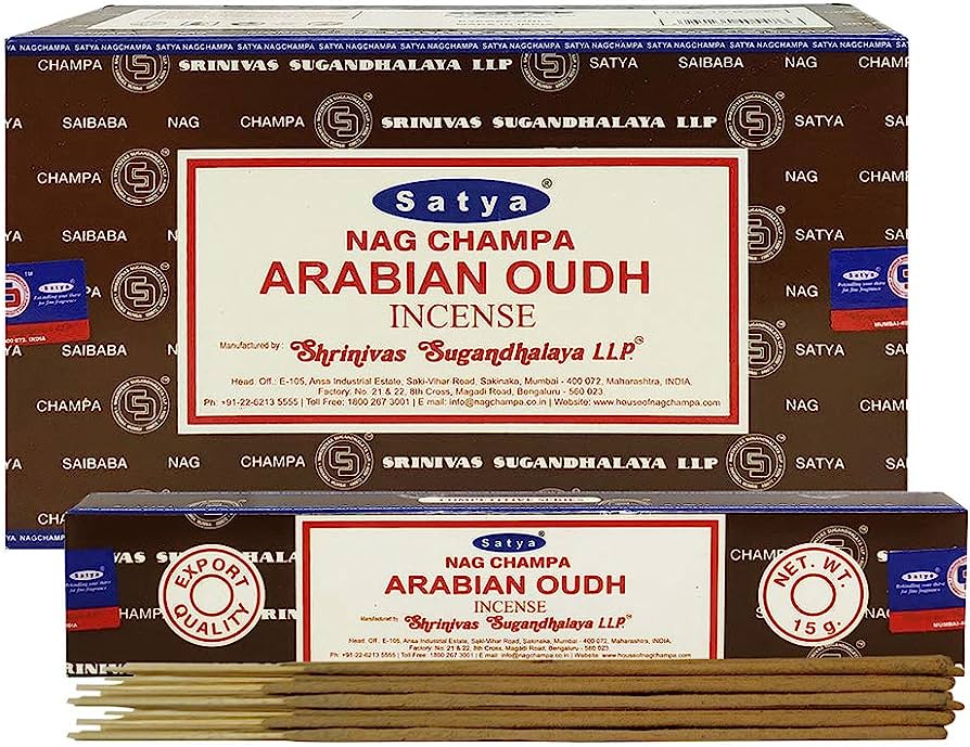 Satya Nag Champa Arabian oudh Incense Sticks Pack of 12 Boxes 15gm