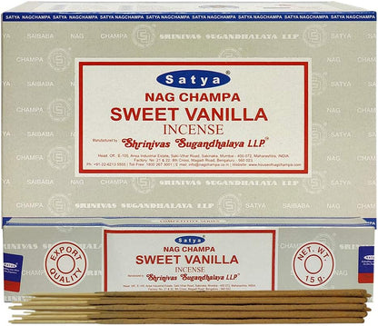 Satya Nag Champa Sweet Vanilla Incense Sticks (15g) ( 12ct Box )