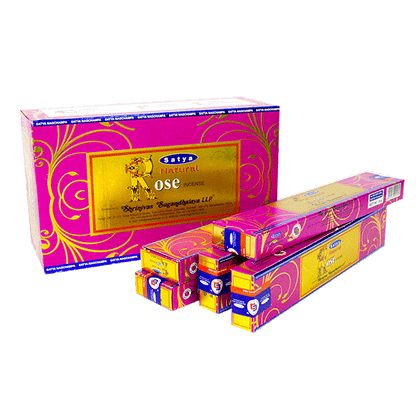 Satya Natural Rose Incense - 15 Gram Pack (12 Packs Per Box)