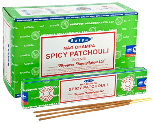 Satya Spicy Patchouli Incense - 15 Gram Pack (12 Packs Per Box)