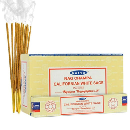 Nag Champa Californian White Sage Incense 15g x 12 Boxes = 180g 