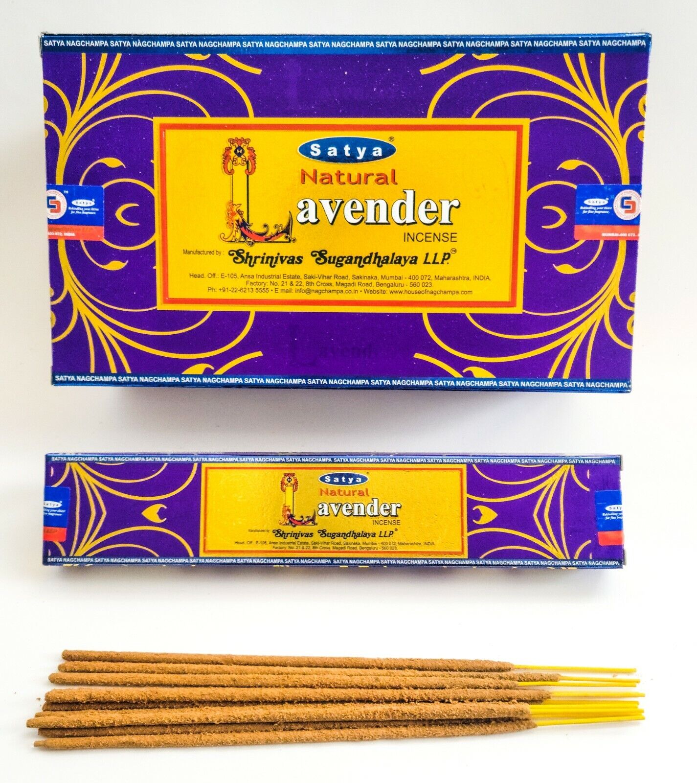 Satya Natural Lavender Incense Sticks/Agarbatti | 15 Grams x 12 Packs