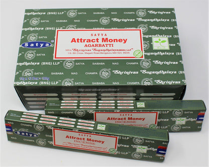 SATYA - ATTRACT MONEY INCENSE STICKS - 12CT