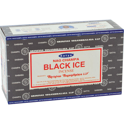 SATYA - BLACK ICE INCENSE STICKS - 12CT