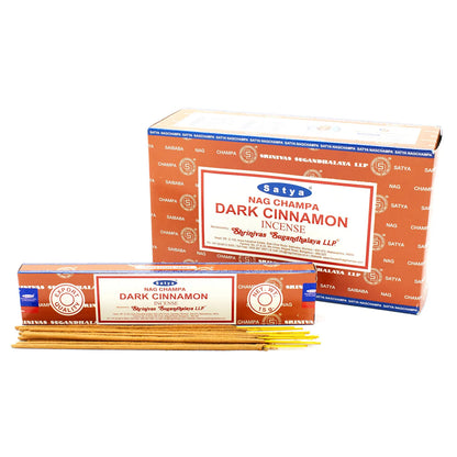 Satya  Dark Cinnamon Incense Sticks Pack of 12 Boxes 15gms